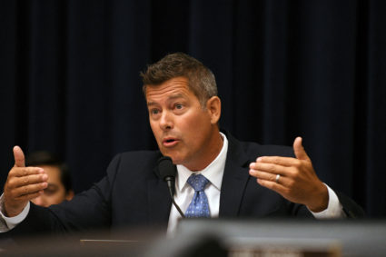 FILE PHOTO: Rep. Sean Duffy questions Federal Reserve Chairman Jerome Powell during his testimony before a House Financial...
