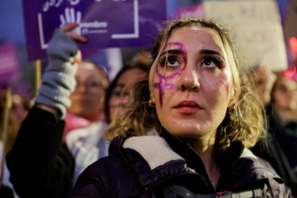 Protest to mark the International Day for Elimination of Violence Against Women, in Paris