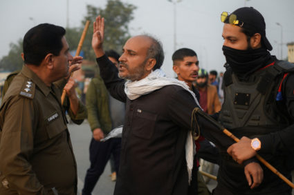 Pakistani police fire tear gas as thousands protest for release of former prime minister Khan