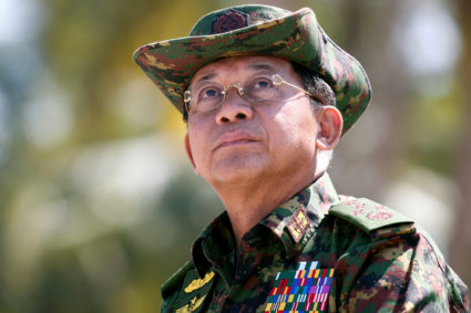FILE PHOTO: Myanmar military commander-in-chief, Senior General Min Aung Hlaing, attends a military exercise at Ayeyarwady...