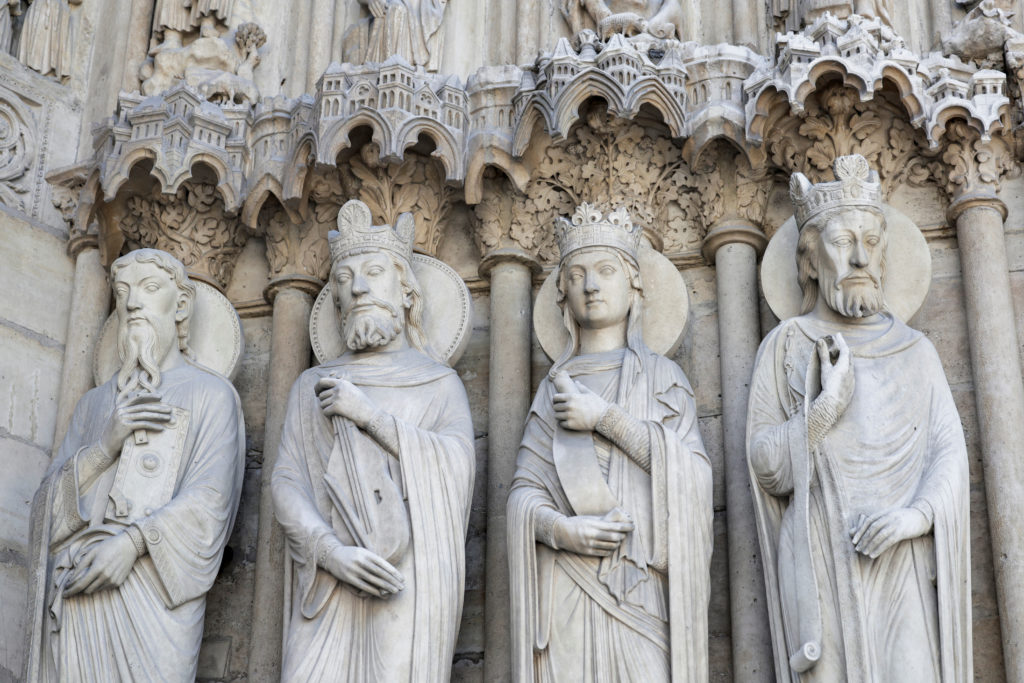 French President Macron visits the Notre Dame Cathedral, in Paris