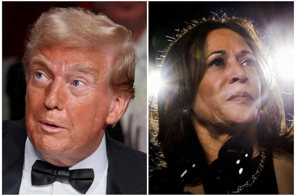 FILE PHOTO: Republican presidential nominee and former U.S. President Donald Trump and Democratic presidential nominee and...