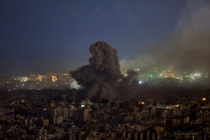 Smoke billows over Beirut's southern suburbs, after an Israeli strike