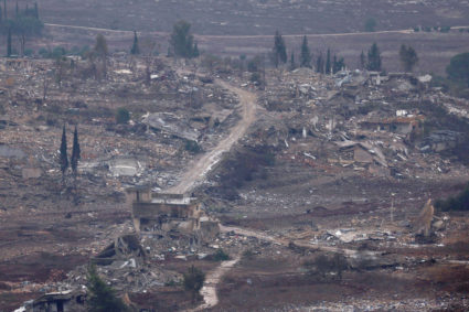 FILE PHOTO: A general view of southern Lebanon, after a ceasefire between Israel and Hezbollah took effect, near Israel's ...