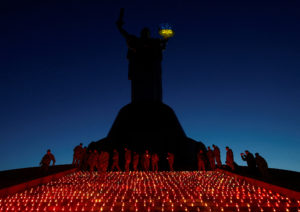 Ukrainians light candles on 1000th day of Russia's full scale attack on Ukraine, in Kyiv