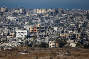 A general view shows destroyed buildings in Northern Gaza amid the ongoing conflict in Gaza between Israel and Hamas