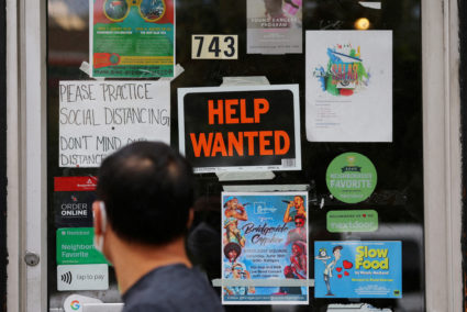 FILE PHOTO: Job openings advertised at businesses in Cambridge, Massachusetts