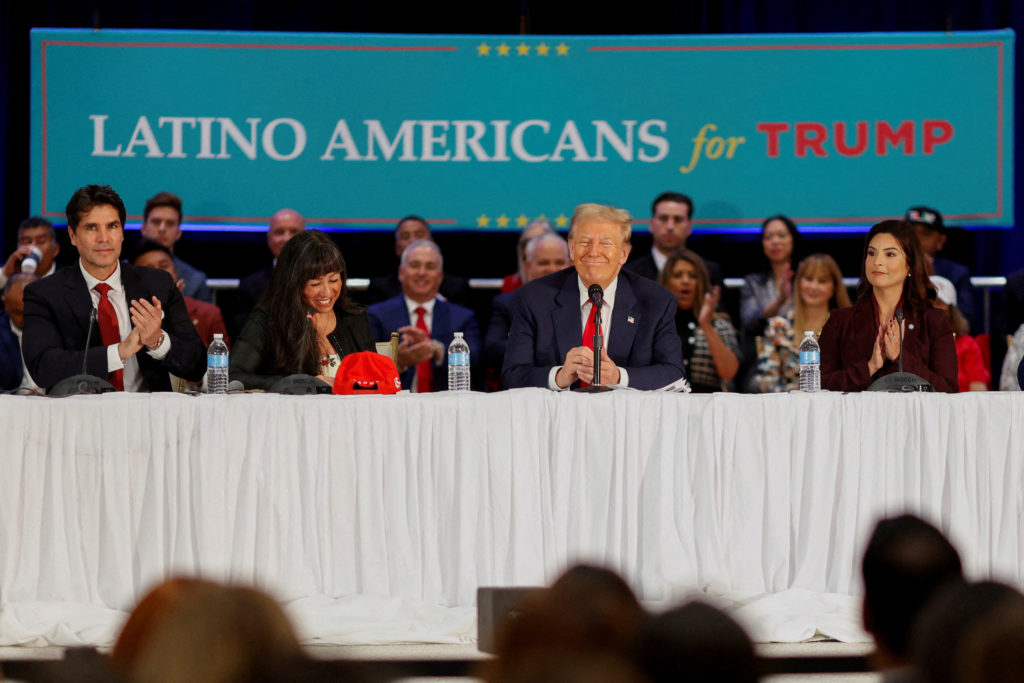 FILE PHOTO: Republican presidential nominee and former U.S. President Trump participates in a roundtable discussion with L...