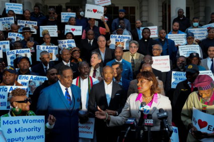Prayer rally held for New York City Mayor Eric Adams outside of City Hall
