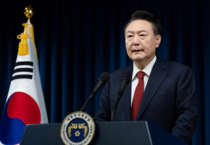 South Korean President Yoon Suk Yeol delivers an address to the nation