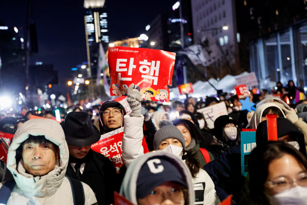 Protesters attend a rally supporting South Korean President Yoon Suk Yeol, in Seoul