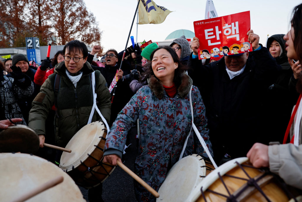 Rally calling for the impeachment of South Korean President Yoon Suk Yeol, who declared martial law, which was reversed ho...