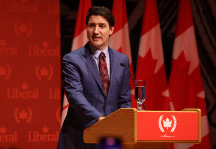 Canada's Prime Minister Justin Trudeau speaks at the Laurier Club holiday party in Gatineau