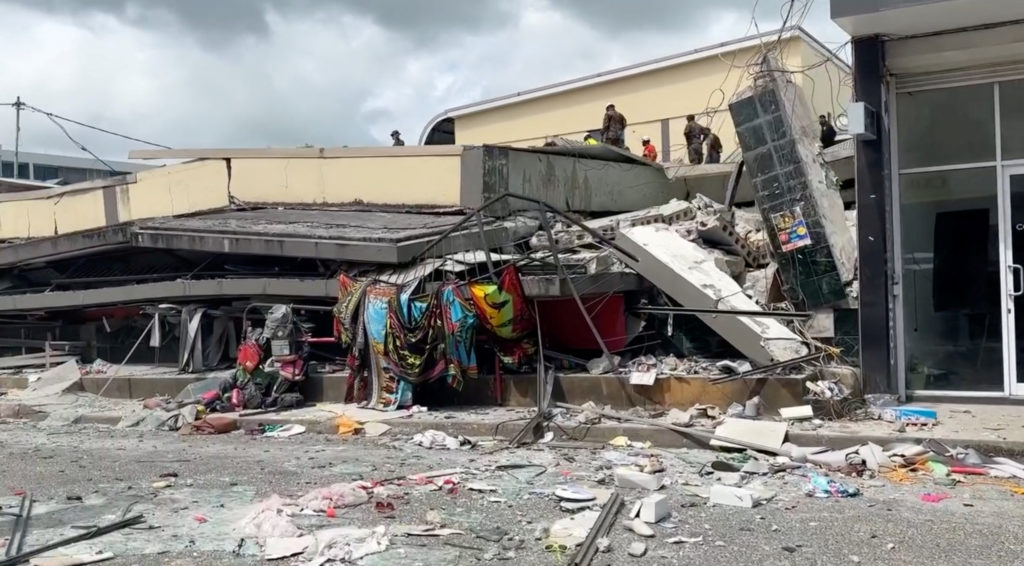 Aftermath of a strong earthquake in Port Vila