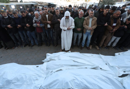Funeral of Palestinians killed in an Israeli strike in Deir Al-Balah