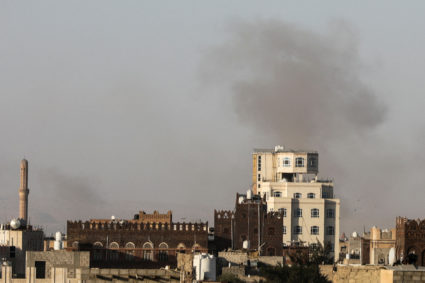 Smoke rises after Israeli strikes near Sanaa airport