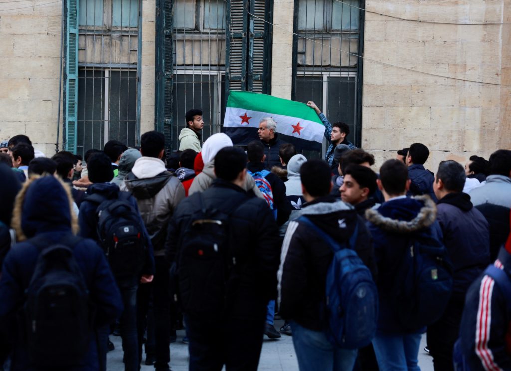 Early morning street scenes from Damascus after authorities announced the reopening of schools