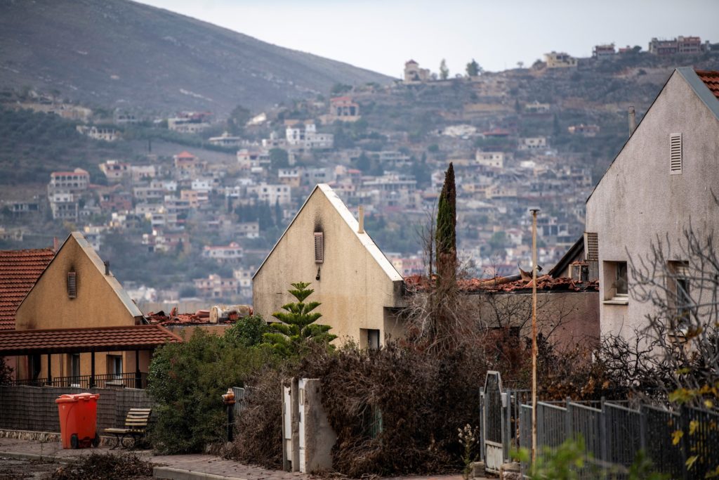 Houses that were damaged in Metula before the ceasefire between Israel and Iran-backed group Hezbollah to effect