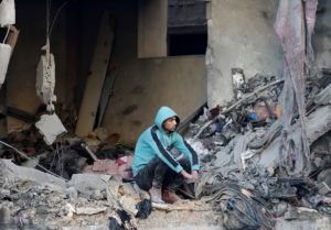 Aftermath of an Israeli strike in the central Gaza Strip