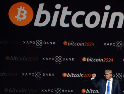 FILE PHOTO: Republican presidential nominee Donald Trump attends the crypto conference in Nashville
