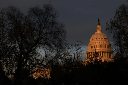 FILE PHOTO: The U.S. Capitol building is pictured at sunset on Capitol Hill in Washington