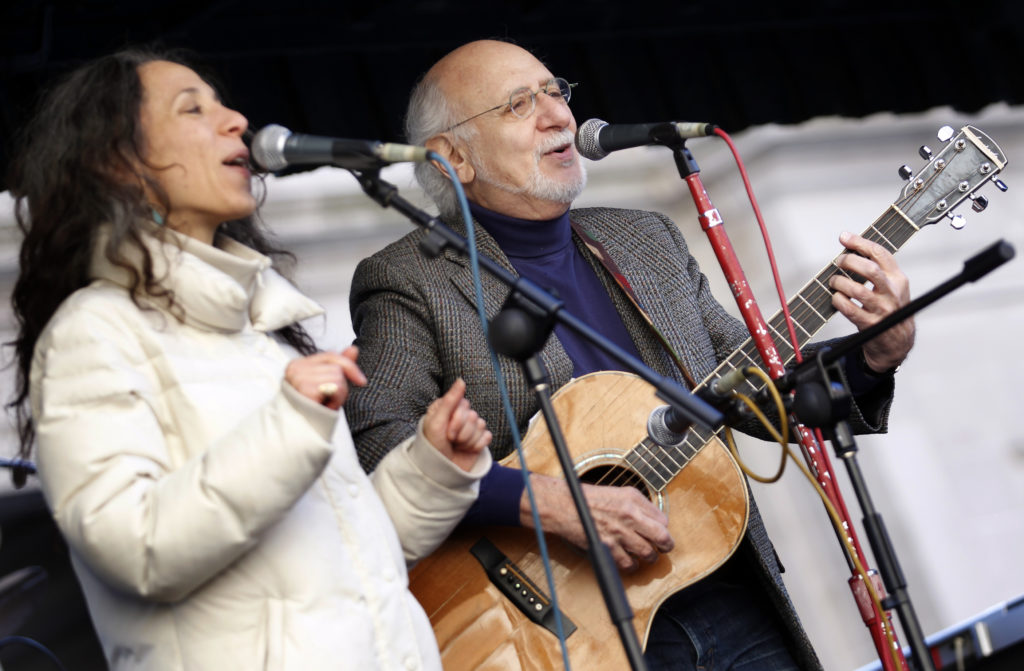 Singer Peter Yarrow and daughter Bethany perform at a rally against suppression of the Occupy movement in Union Square in ...
