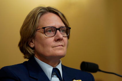 U.S. Coast Guard Commandant Adm. Linda Fagan testifies during a House Homeland Security Transportation and Maritime Securi...
