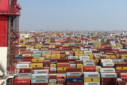 Containers at Yangshan deepwater port in Shanghai