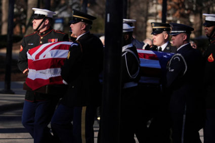Former U.S. President Carter's casket arrives to Atlanta, Georgia