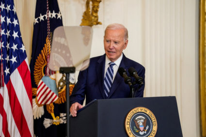 U.S. President Biden participates in a bill signing ceremony for the "Social Security Fairness Act", in Washington