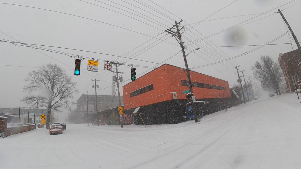 Snow covers streets in Louisville