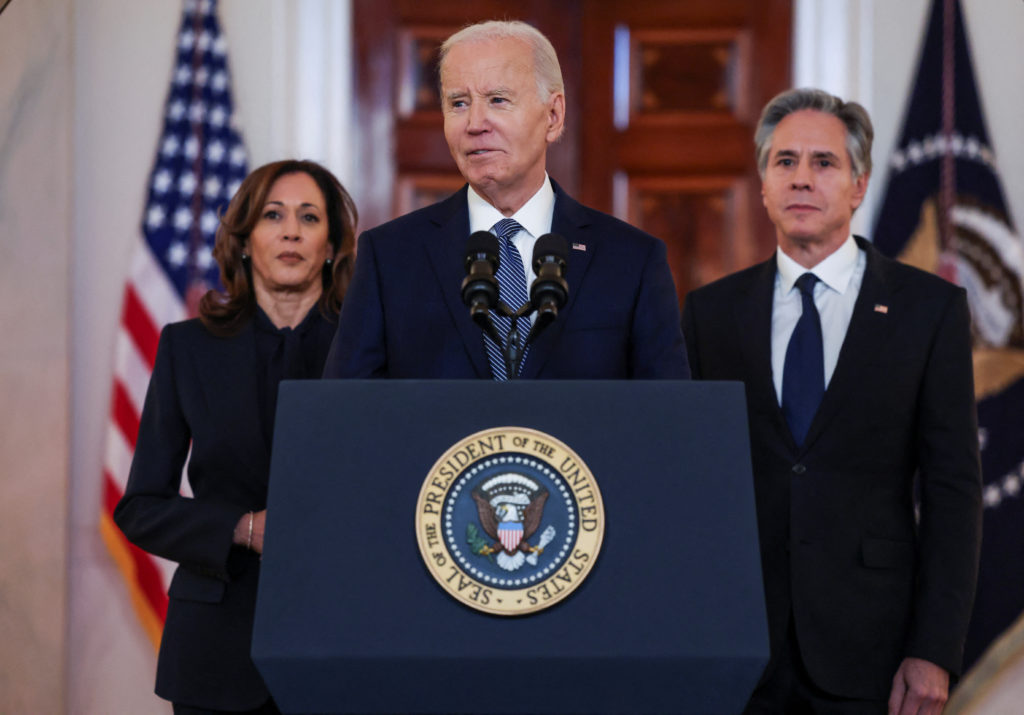 U.S. President Joe Biden delivers remarks on a Gaza ceasefire deal at the White House in Washington
