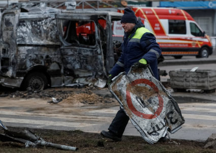 Aftermath of a Russian missile strike in Kyiv
