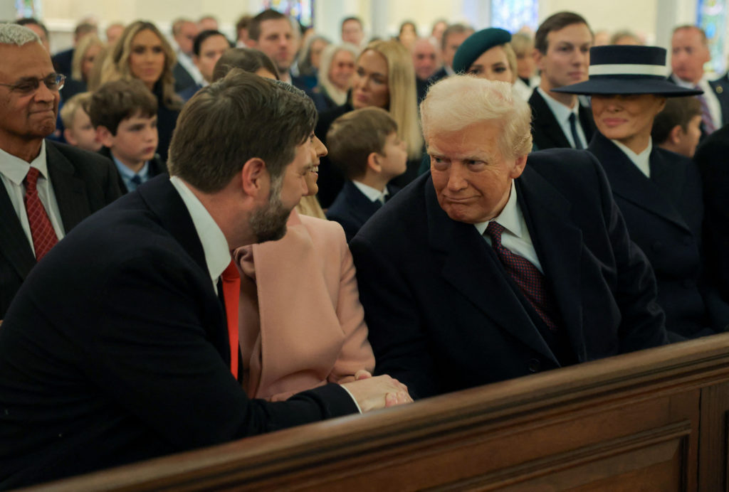 U.S. President-elect Trump attends church services at St John's church in Washington