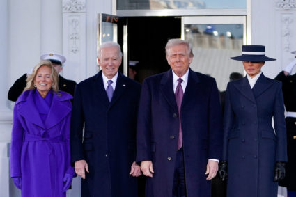 U.S. President-elect Donald Trump and his wife Melania Trump meet with U.S. President Joe Biden and first lady Jill Biden ...