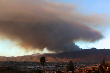 Wildfires in California as seen from Tijuana