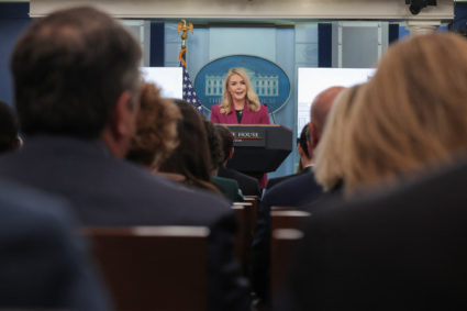 White House Press Secretary Leavitt first daily briefing at the White House