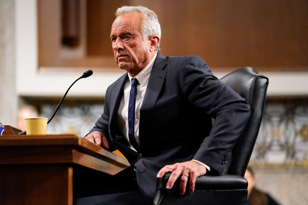 Robert F. Kennedy Jr., testifies before a Senate Finance Committee confirmation hearing, in Washington