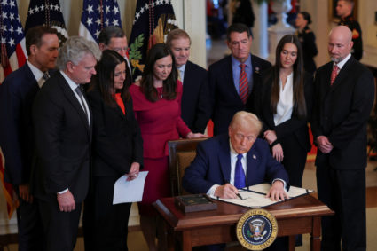 U.S. President Trump signs Laken Riley act, in Washington