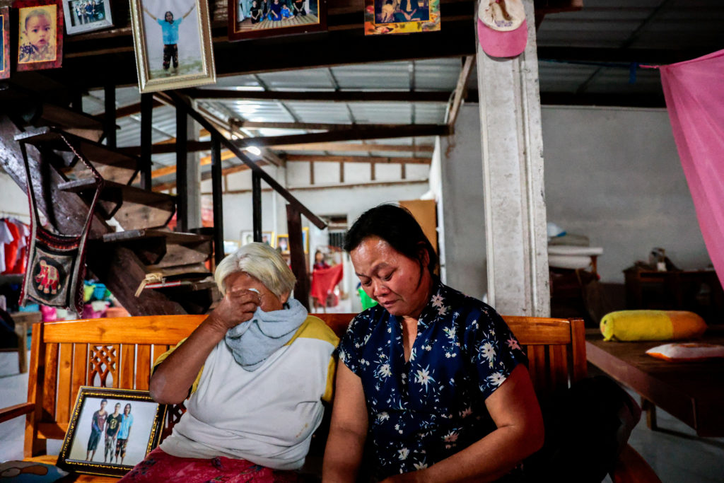 Wiwwaro Sriaoun, mother of Thai hostage Watchara Sriaoun, reacts as her son is released from Gaza