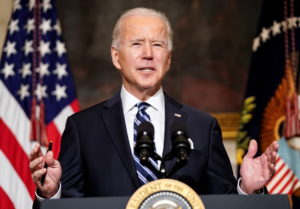 U.S. President Joe Biden speaks about administration plans to confront climate change at the White House ceremony in Washi...