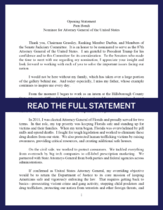 Read Pam Bondi's full opening statement for her confirmation hearing