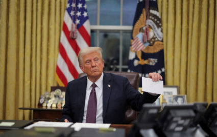 FILE PHOTO: U.S. President Donald Trump at the Oval Office in Washington