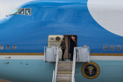 U.S. President Trump departs for California, at Asheville Regional Airport