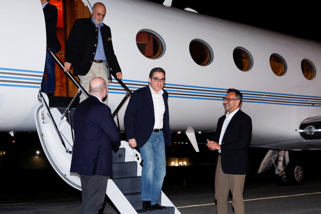 Freed American detainees released in a prisoner swap deal between U.S and Iran arrive in the U.S. at Fort Belvoir, Virginia