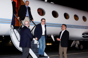 Freed American detainees released in a prisoner swap deal between U.S and Iran arrive in the U.S. at Fort Belvoir, Virginia