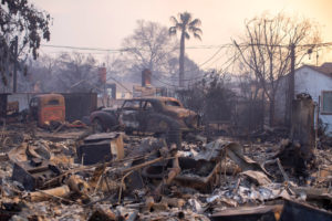 Eaton fire burns during a windstorm in Altadena, California