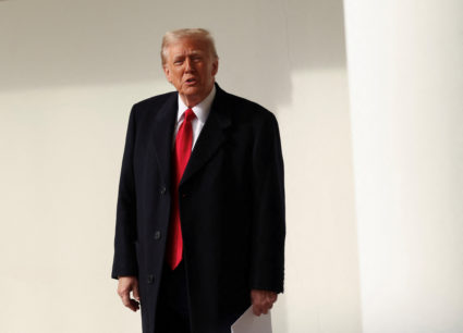 Trump responds to reporters about the National Cathedral service he attended in Washington