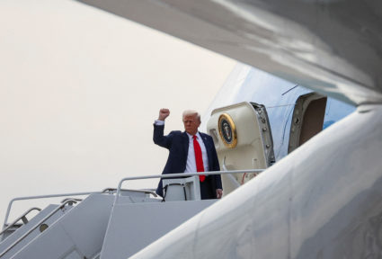 U.S. President Trump departs for Miami, at Harry Reid International Airport