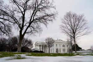 A view of the White House as U.S. President Trump makes his way across the nation, in Washington